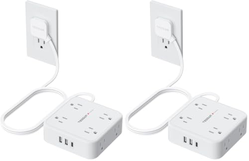 Image of TESSAN Surge Protector Power Strip with 900J Surge Protection, 5 Ft, White (Pack of 2)
