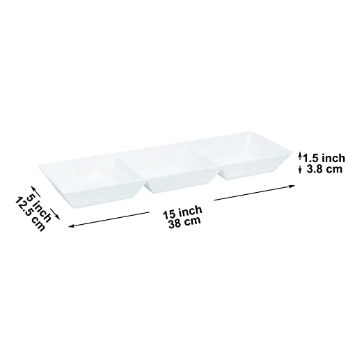 Plateau de service empilable blanc avec compartiments pour apéritifs - 3