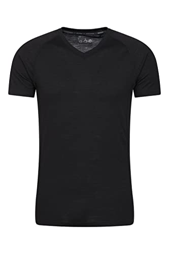 Mountain Warehouse Summit Merino-T-Shirt für Herren - antibakteriell, atmungsaktiv, schnell trocknend und mit guter Feuchtigkeitsregulierung - für Winter, Camping Schwarz 4XL Cover