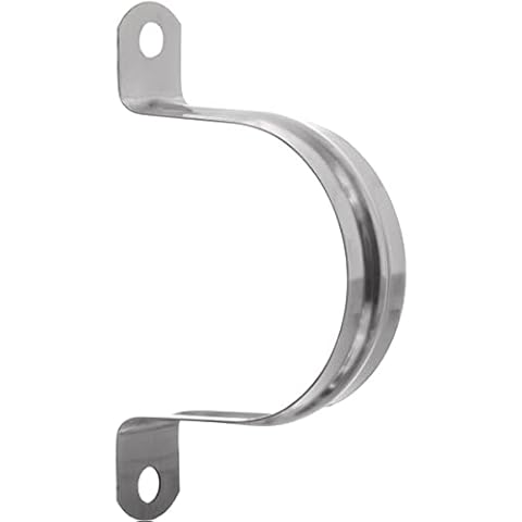 YoiYee 75mm U Shape Pipe Clamp, 304 Stainless Steel Saddle Hose Clip, 2 Holes Tension Strap for Ducting Plumber Securing Gas/Water Pipe/Tube, Pack of 10 Cover