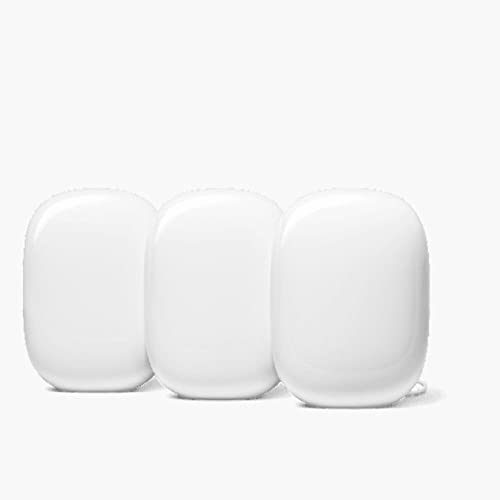 Google Wifi Pro - Wi-Fi 6E Sistema domestico affidabile con velocità elevata e copertura per tutta la casa Mesh router neve, 3-Pk
