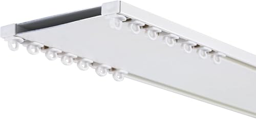 Système de rails et supports de plafond double pour rideaux maison et bureau