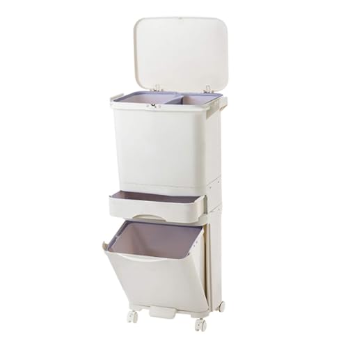 Poubelle à pédale de recyclage cuisine avec tri sec et humide vertical