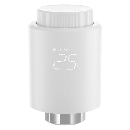 Zigbee - Válvula termostática de radiador para control inteligente del hogar, compatible con M30 x 1,5 mm, detección abierta, protección contra heladas, bloqueo infantil, color blanco