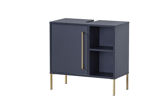 Schildmeyer Kent 153907 Meuble sous-lavabo, Bleu Nuit/doré, 65,3 x 33,1 x 63,3 cm