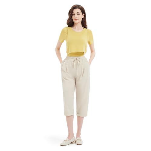 Womens Capri Pants with Pockets Lightweight Quick Dry Summer Crop Pants for Hiking Travel Casual Plus Size