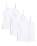Auranso Girls Undershirts Toddler Camisole Adjustable Straps Cami Dance Tank Tops 3 Pack 9-10 Years White
