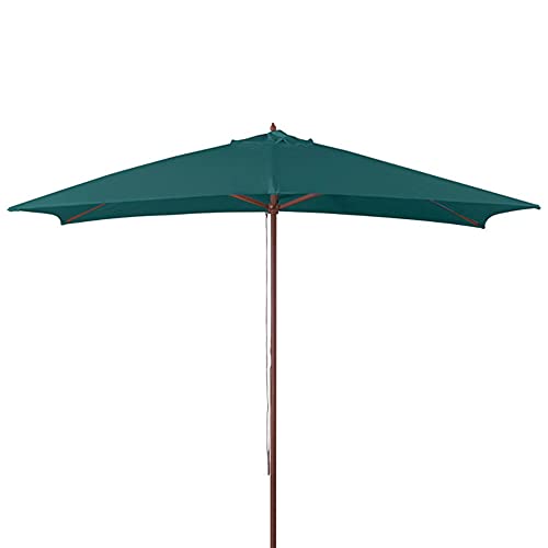 Ombrellone in Legno a carrucola 3x2 m Verde Scuro arredo Esterni Giardino