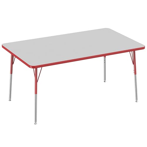 FDP 36" x 60" Rectangle Table with Swivel Glide Legs - Gray/Red