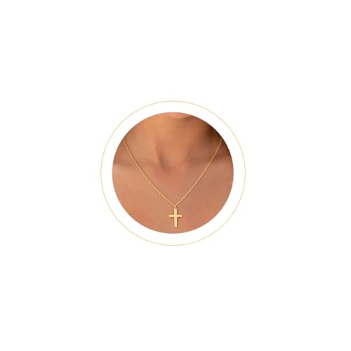 Moodear Cross Necklace for Women - 14K Gold Plated Gold Pendant Necklace, Dainty Simple Cross Jewelry, Trendy Gold Necklace for Women, Minimalist Faith Jewelry Gift