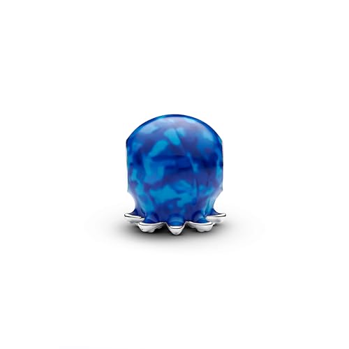 PANDORA Moments 793463C01 - Colgante de pulpo de plata de ley con cristal artificial, compatible con pulseras Moments, Blau, Plata de ley, Cristal artificial.