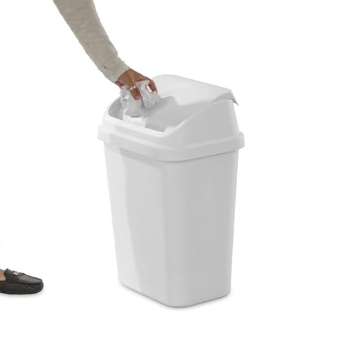 Sterilite Swing Top Wastebasket, Trash Can, 7.8 Gallon, White, 6-Pack - image 7