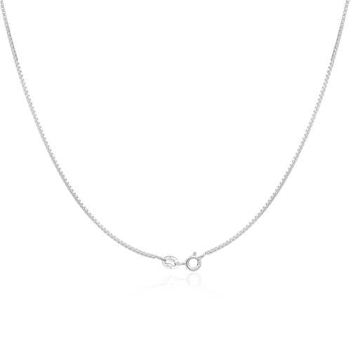 FUNEIA 925 Sterling Silver Necklace for Women Trendy Dainty Real Silver Chain Necklace Simple Thin Box Chain Beaded Chain Snake Herringbone Necklaces Jewelry 14/16/18 Inch