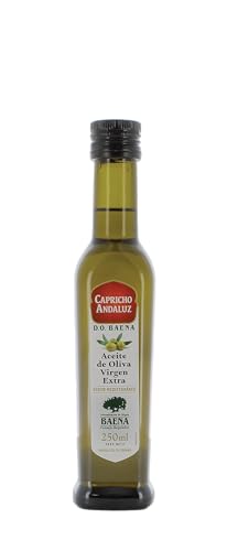 CAPRICHO ANDALUZ Aceite de Oliva Virgen Extra Denominación de Origen Baena Vidrio 250 ml- Sabor con Ligeros toques de Amargo y Picante, Calidad Certificada Ideal para Cocinar y Aderezar.