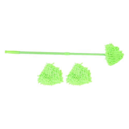 GALPADA Mopa Triangular Verde con Cabezal Giratorio 180° y Mango Ajustable de 57-90cm para Limpieza Húmeda y Seca en Esquinas Camas con Sistema de Cambio de Paños