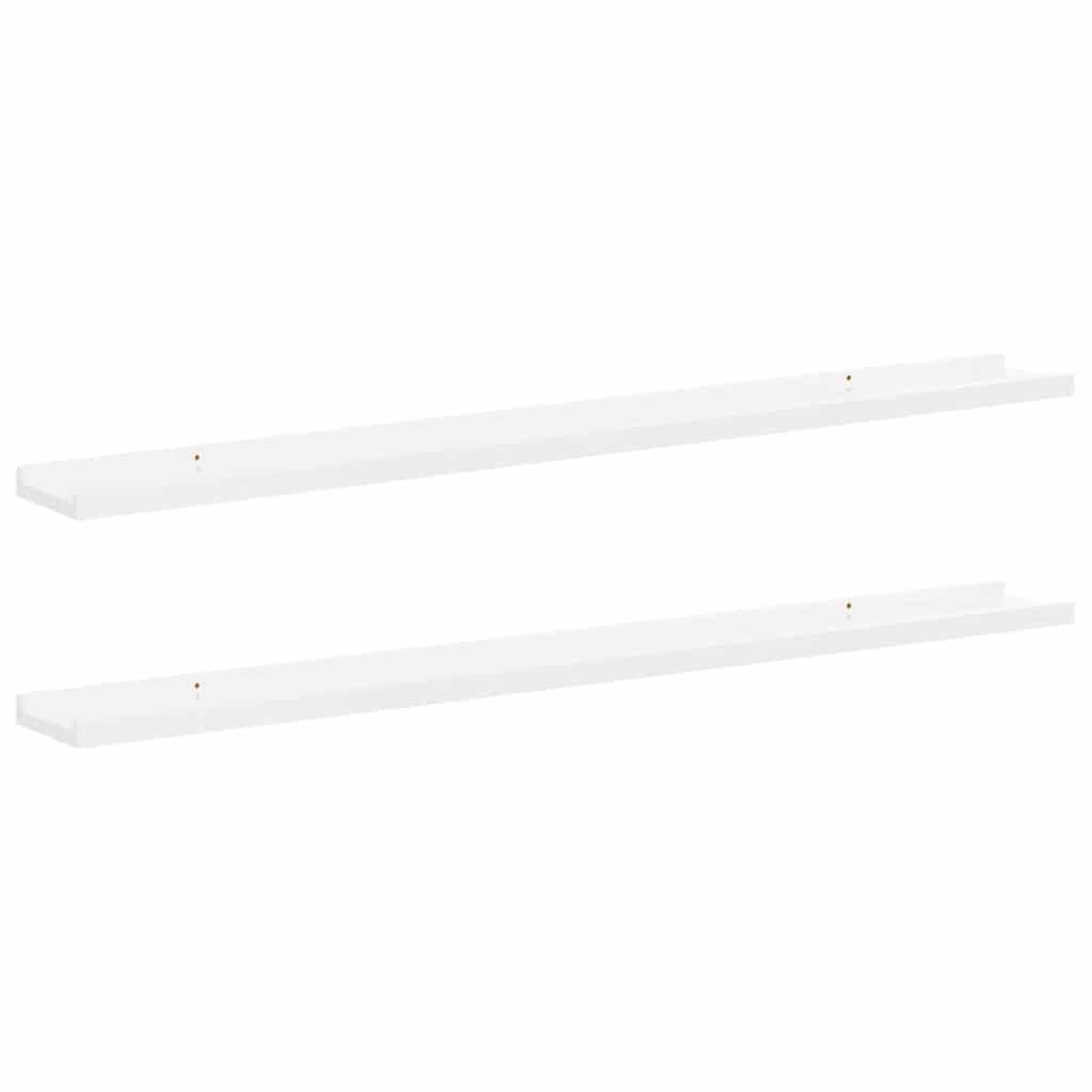 Étagères murales flottantes lot de 2 en MDF blanc brillant 100cm pour déco salon