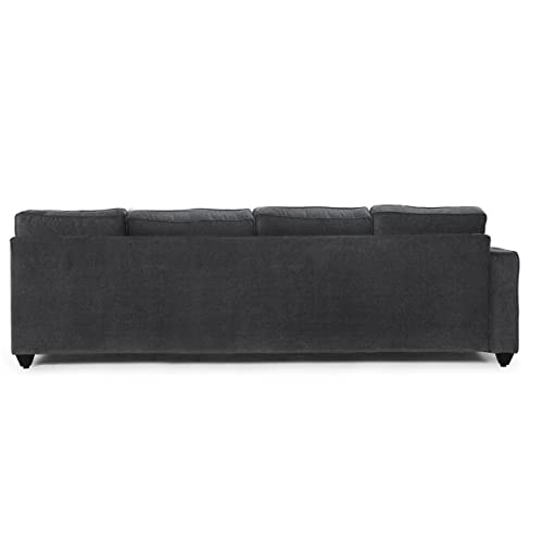 Image of Wakefit Sofa Set | 3 Year Warranty | Sofa 3 Seater, 3 Seater Sofa for Living Room, Wooden Sofa Set, 4 Seater + Right Aligned, Sofa for Living Room - Napper(Malphino : Smoke Grey)