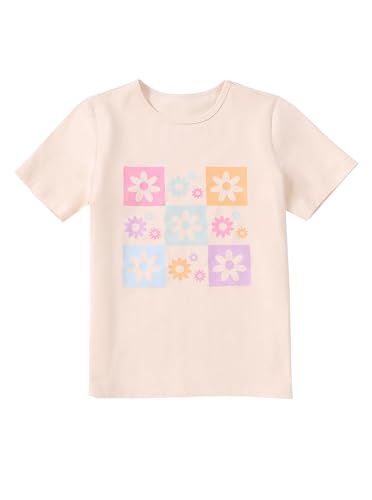 Girls' Graphic Tees Summer Cute Tops Casual Short Sleeve Crew Neck T Shirts