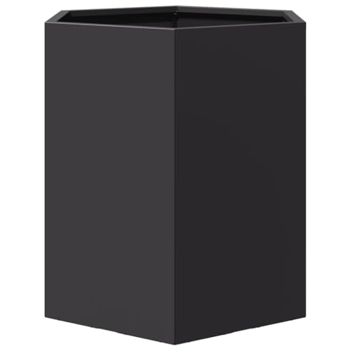 Jardinières 2 pcs noir en acier robuste au design géométrique - 7