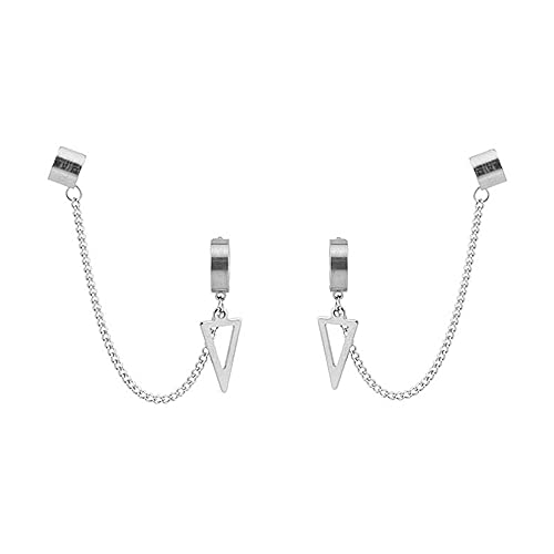 Star Spike Love Heart Statement Ear Cuff Crawler Climber Earrings For Women Girls Men Stainless Steel Small Hoop Cartilage Wrap Vine Clip On Multi Shape Chain Drop Dangle Fashion Gothic Punk Jewelry (Triangle Cone) #TOP11