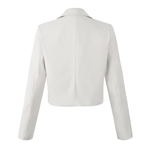 Beninos Womens Long Sleeve Open Front Crop Blazer Jacket (806 White, L) #TOP1