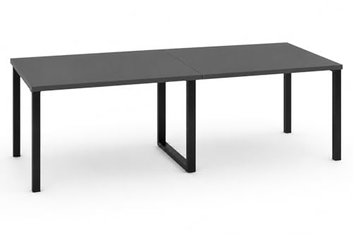 Ofilike. Mesa De Reuniones Y Conferencias Para Oficina - Mesa De Juntas Grande Con Estructura Metálica Negra Y 2 Tableros - Mesa Para Sala De Reuniones, Empresas Y Negocios Gris Grafito, 240x100