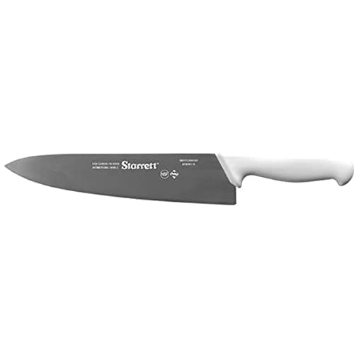 Starrett Professional Stainless Steel Chefs Kitchen Knives - Wide Triangular Profile - 10-inch (250mm) - White Handle