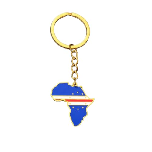 LUTAKU Porte-clés carte africaine 44 styles – Acier inoxydable doré émaillé National Pride accessoire femmes hommes porte-clés sacs porte-clés sœurs frères cadeaux d'anniversaire, Cabo Verde, taille