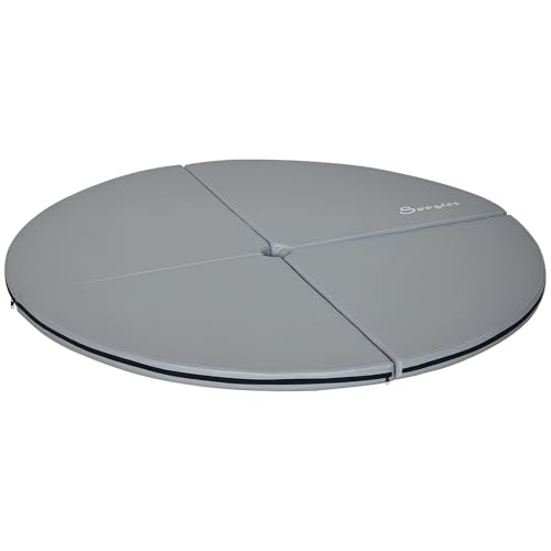 HOMCOM Tapis de Pole Dance Pliable - Pole Dance Mat - Tapis de Protection Ø 150 cm épaisseur 5 cm - revêtement Plastique Gris