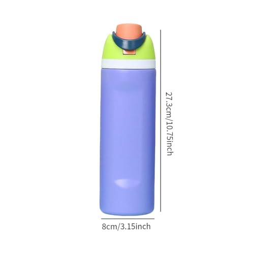 Image of FreeSip Gym Water Bottle with Straw & Chug Lid - Leak Proof Push Button Opening, BPA Free, Large Capacity Sports Bottle with Carry Handle (Purple, 960 ML)