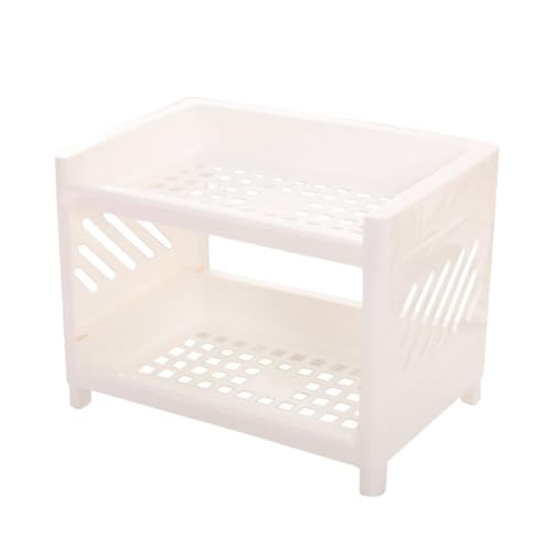 SHINEOFI Estante de Especias de Plástico Blanco Doble Capa para Encimera Organizador Compacto para Condimentos y Utensilios de Cocina Soporte Multifuncional para Ahorro de Espacio en