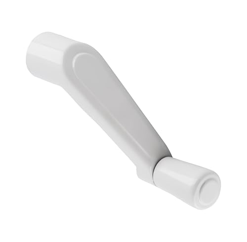 Image of Brixwell Crank Handle White Aluminum 3 /8 Inch Spline, 2-11 /16 Inch Length, 1-1 /2 Inch Height, 9 /16 Inch Knob Diameter, Durable Window Hardware Replacement for Smooth Operation and Secure Connection