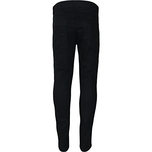 Kids Boys Denim Jeans Contrast Taped Jet Black Stretchy Pants Trouser 5-13 Years3