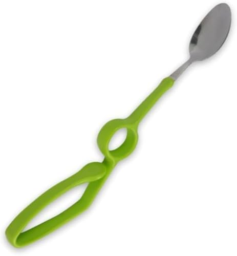 duwanlhridh 補助食事スプーンとフォーク 高齢者用揺れ防止握りやすい 障害 脳卒中片麻痺リハビリトレーニング快適グリップカトラリー 湾曲ハンドルスプーンとフォーク (スプーン)