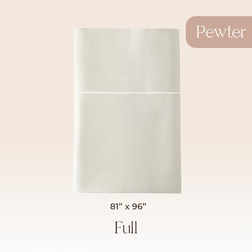 Image of Certified Organic Full Flat Sheet Only - 100% Organic Cotton Top Sheet with Luxurious Soft and Breathable 300 Thread Count Sateen Weave Finish - GOTS & Fairtrade Certified (Pewter, Full)