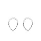 Pendientes colgantes para mujer, aretes colgantes de semicírculo con colgante de cadena, Metal, Sin piedra preciosa