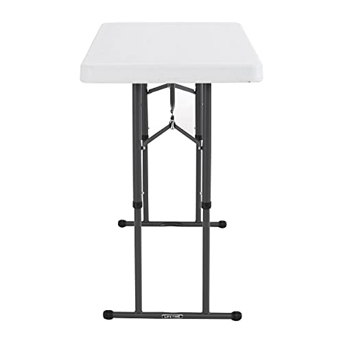LIFETIME 80160 4 ft (1.22 m) Commercial Adjustable Height Folding Table - White