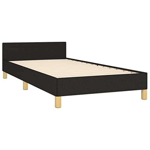 Tino Tech Polsterbett Modern Betten Schlafzimmer Bett Bed Einzelbett Bettrahmen Familienbett Bettgestell mit Kopfteil Schwarz 80x200 cm Stoff