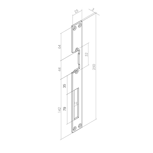 ORNO Schließblech Einfach Symmetrisch Kurz Vernickelt (25/250/3 mm)