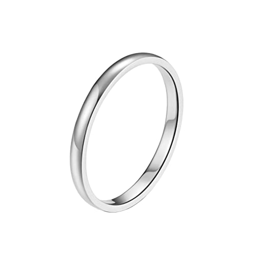 PAURO Unisex Stainless Steel 2mm Couple Rings Stacking Knuckle Band Plain Ring Set for Wedding Party Multi Colors