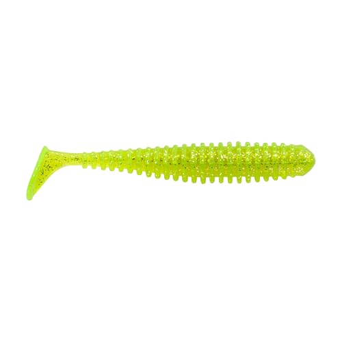 Berkley PowerBait Saltwater Power Swimmer Fishing Bait, Chartreuse Silver Flash, 4.3in, Irresistible Scent and Flavor, Large Thumping Paddletail Action, Ideal for Bass, Musky, Panfish and More