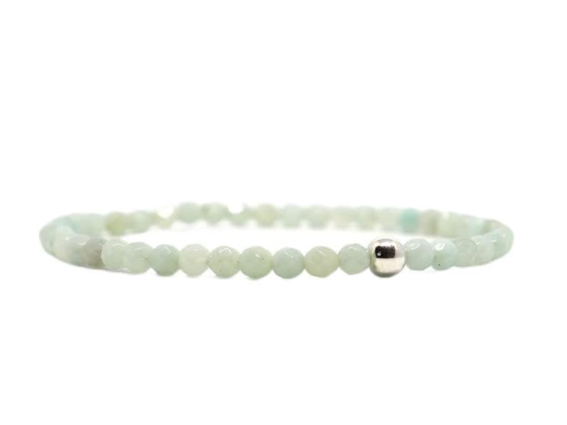 Unisex gem amazonite 4mm round faceted beads stretchable 7 inch bracelet for men,women-Healing, Meditation,Prosperity,Good Luck Bracelet