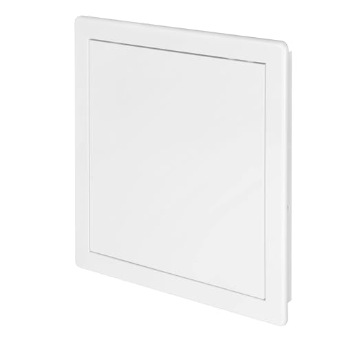 Awenta Puerta de acceso de plástico de 250 x 250 mm – Placa de apertura blanca – Cerradura de puerta – Bisagra oculta – Puerta extraíble – Superficie lisa barnizable
