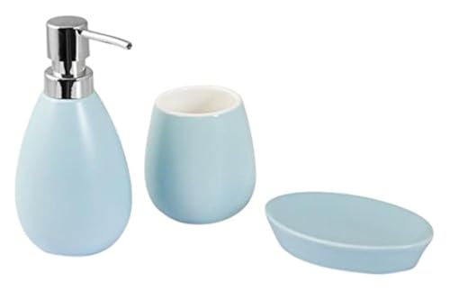 H&H Pengo H1310346A Set Bagno, Ceramica Venezia, 3 Pezzi, Azzurro, 21x9x25 cm, 3 unità