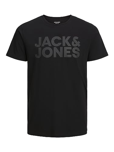 JACK & JONES JJECORP LOGO TEE SS O-NECK NOOS, T-Shirt, Uomo, Nero (Black Fit: Slim/Large Print/Black), L