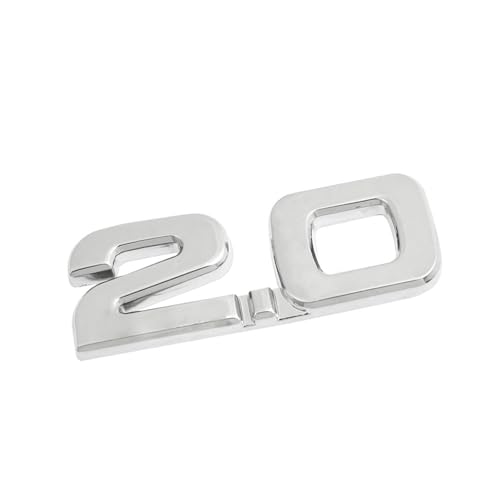 REPAIROCK Emblema de aleación 2.0 para coche, emblema 3D, decoración plateada, piezas de repuesto para automóviles