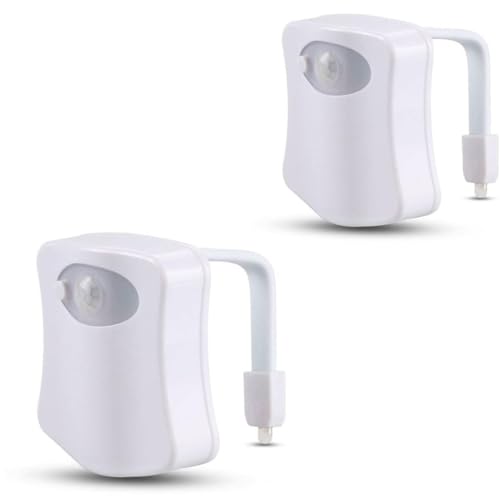 PARENCE.- Lot de 2 Eclairages LED pour WC/Capteur de Mouvement Luminaire pour Toilette et Salle de Bain/Lumière Veilleuse avec 8 coloris Différents - 2...