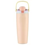 304 Edelstahl Fitness Sport Vakuumflasche mit Griff und Stroh, große Kapazität Makaron Thermal Mug / 30 / 40oz (Sub pink,30)