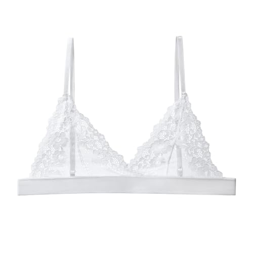 Image of Womens Bra No Underwire Lace Unlined Demi Triangle Bralettes