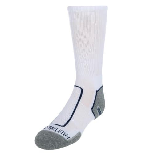 Fruit of the Loom Boys' Big 6-Pair Half Cushion Crew Socks, White Large3